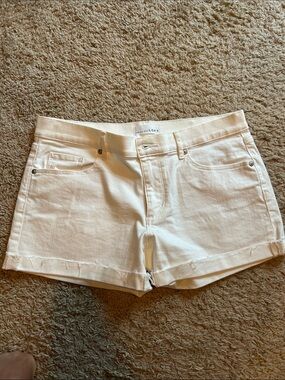 LOFT Cream Cuffed Denim Shorts